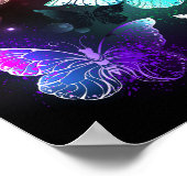 Poster Trois papillons lumineux sur fond de nuit (Coin)