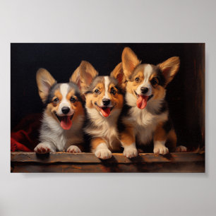 Poster Trois Pembroke Welsh Corgis