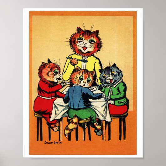 Poster Trois petits chatons et mère, Louis Wain (Devant)