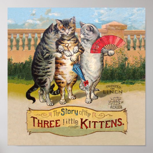 Poster Trois Petits Chatons Illustration de Mère l'Oie (Devant)