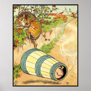 Poster Trois petits cochons : effrayés par le loup