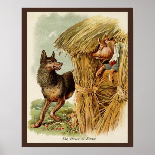 Poster Trois Petits Cochons Grand Méchant Loup, Conte de
