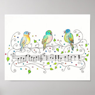 Poster Trois Petits Oiseaux