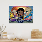 Poster Trois Petits Oiseaux ART IMPRIMER fée des oiseaux (Cuisine)