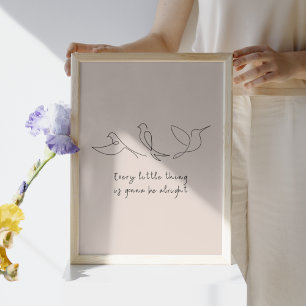 Poster Trois Petits Oiseaux Chanter Enfants Chambre à cou