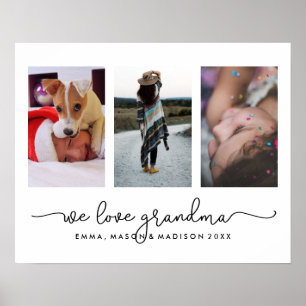 Poster Trois photos et typographie   Nous aimons grand-mè