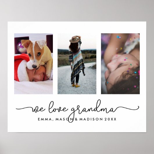 Poster Trois photos et typographie | Nous aimons grand-mè (Devant)