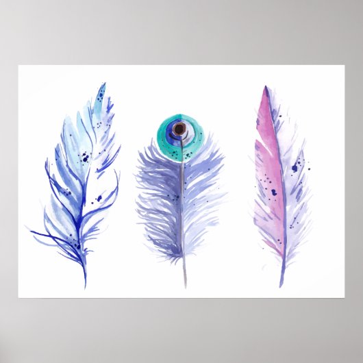 Poster Trois plumes bleu (Devant)