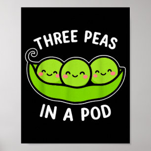 Poster Trois pois dans un D mignon kawaii drôle