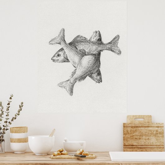 Poster Trois poissons (Cuisine)