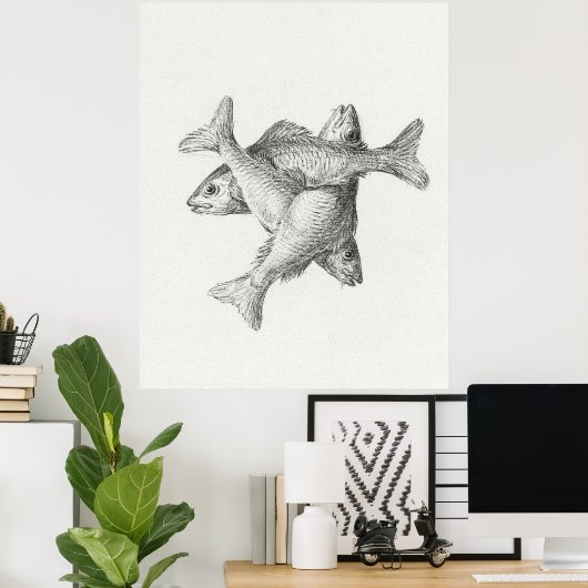 Poster Trois poissons (Bureau à domicile)