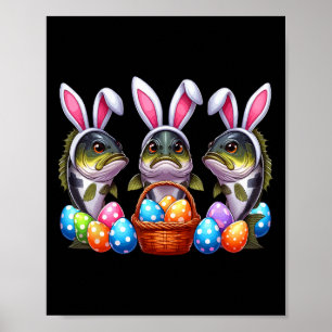 Poster Trois poissons de Pâques de lapin de Pâques chassa