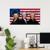 Poster Trois présidents et le drapeau américain (Bureau à domicile)