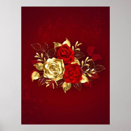 Poster Trois Roses de bijoux (Devant)