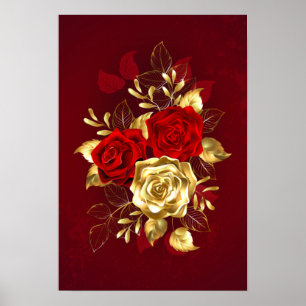 Poster Trois Roses de bijoux