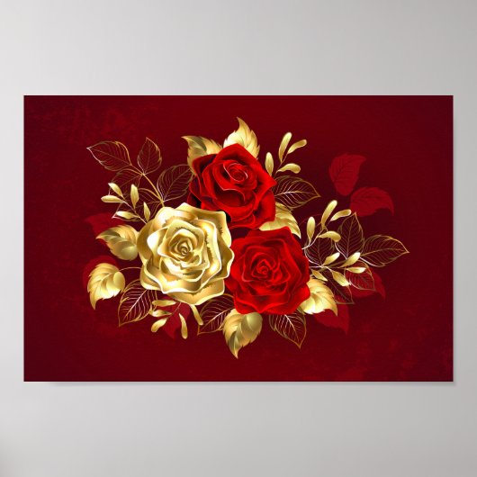 Poster Trois Roses de bijoux (Devant)