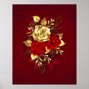 Poster Trois Roses de bijoux