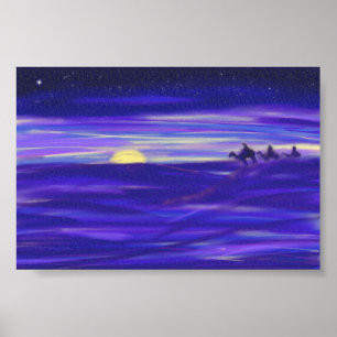 Poster Trois Sages Hommes belle aquarelle violet