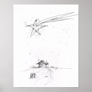 Poster Trois Sages Hommes – Croquis de la Nativité Minima