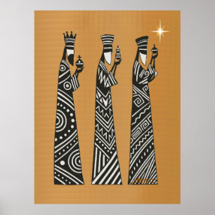 Poster Trois Sages Hommes Noël Nativité en Noir & Blanc