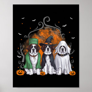 Poster Trois Saint Bernard St Bernard Chien Halloween Gho