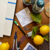 Poster Trois Sardines + Carrelage Bleu