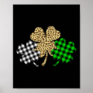 Poster Trois Shamrocks Leopard Buffalo Plaid St Patrick D