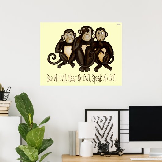 Poster Trois singes sages (Bureau à domicile)