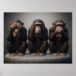 Poster Trois Singes Sages