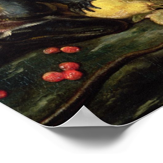 Poster Trois singes Volant des fruits (huile sur toile) (Coin)