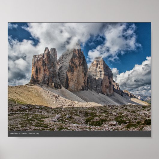 Poster Trois sommets de Lavaredo, Dolomites, Italie (Devant)
