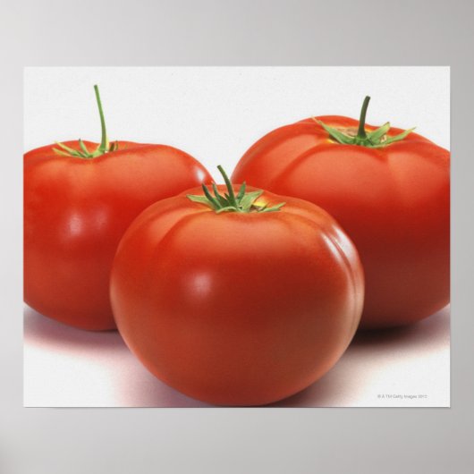Poster Trois tomates sur le comptoir, gros plan (Devant)