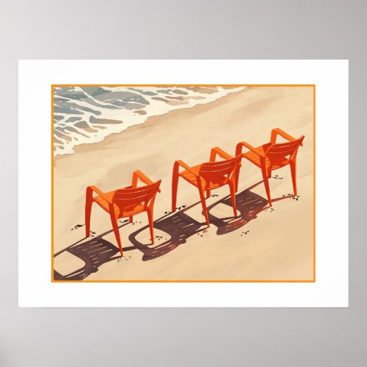 Poster Trois transats orange (Devant)