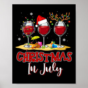 Poster Trois Verres De Vin Rouge Drôle Buveur Noël En Ju