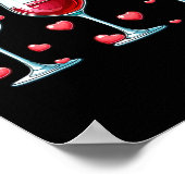Poster Trois verres de vin Saint-Valentin couple drôle Dr (Coin)