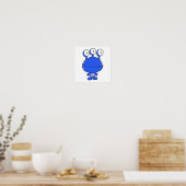 Poster trois yeux joyeux monstre bleu (Cuisine)