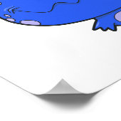 Poster trois yeux joyeux monstre bleu (Coin)