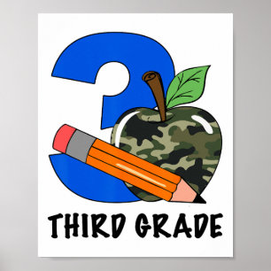 Poster Troisième année 3e année Camo Apple Enfants Garçon