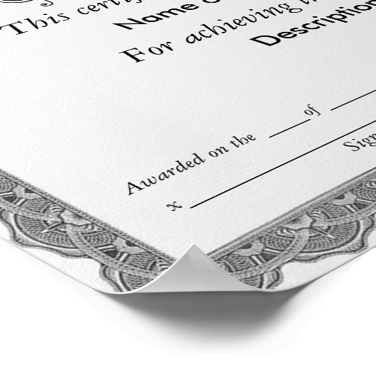 Poster Troisième certificat de ruban vert (Coin)