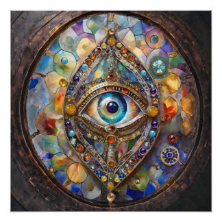 Poster Troisième œil sur verre et bronze