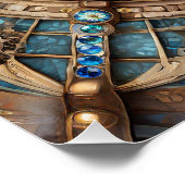 Poster Troisième oeil - Turquoise Blue Gold Mandala (Coin)