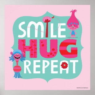 Poster Trolls   Smile, Hug, Répéter