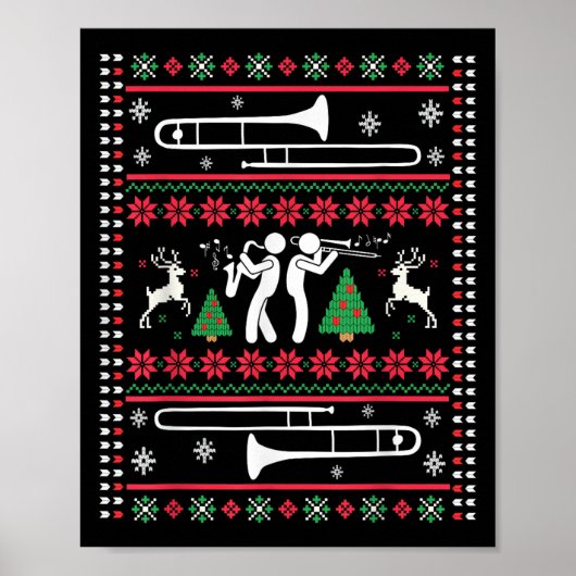 Poster Trombone Christmas Ugly Trombonist Jazz Music Marc (Devant)