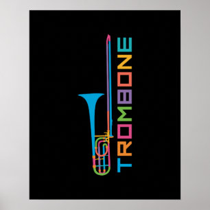 Poster Trombone couleur arc-en-ciel