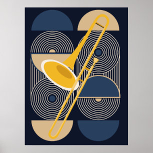 Poster Trombone d'art Bauhaus Instrument de cuivre mini