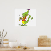 Poster trombone jazzy jouant dessin animé de lézard (Cuisine)
