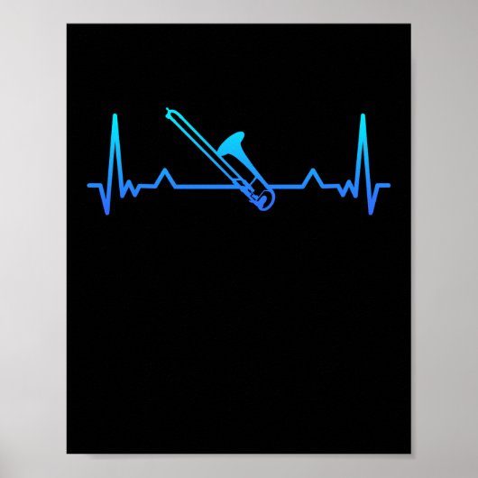 Poster Trombone Music Heartbeat Funny Mom Cadeau (Devant)