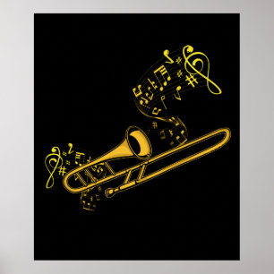 Poster Trombone Player Brass Music Instrument Big Band