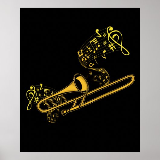Poster Trombone Player Brass Music Instrument Big Band (Devant)