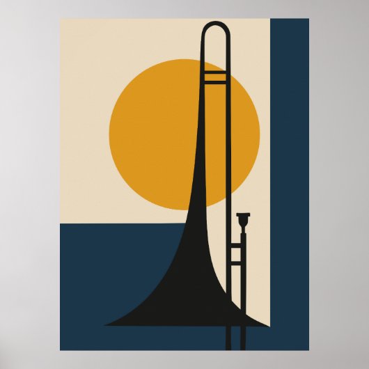 Poster Trombone Silhouette | Milieu du XXe siècle Moderne (Devant)